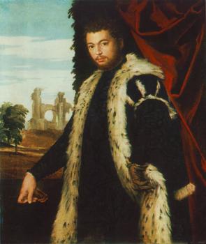 Portrait of a Young Man Wearing Lynx Fur
